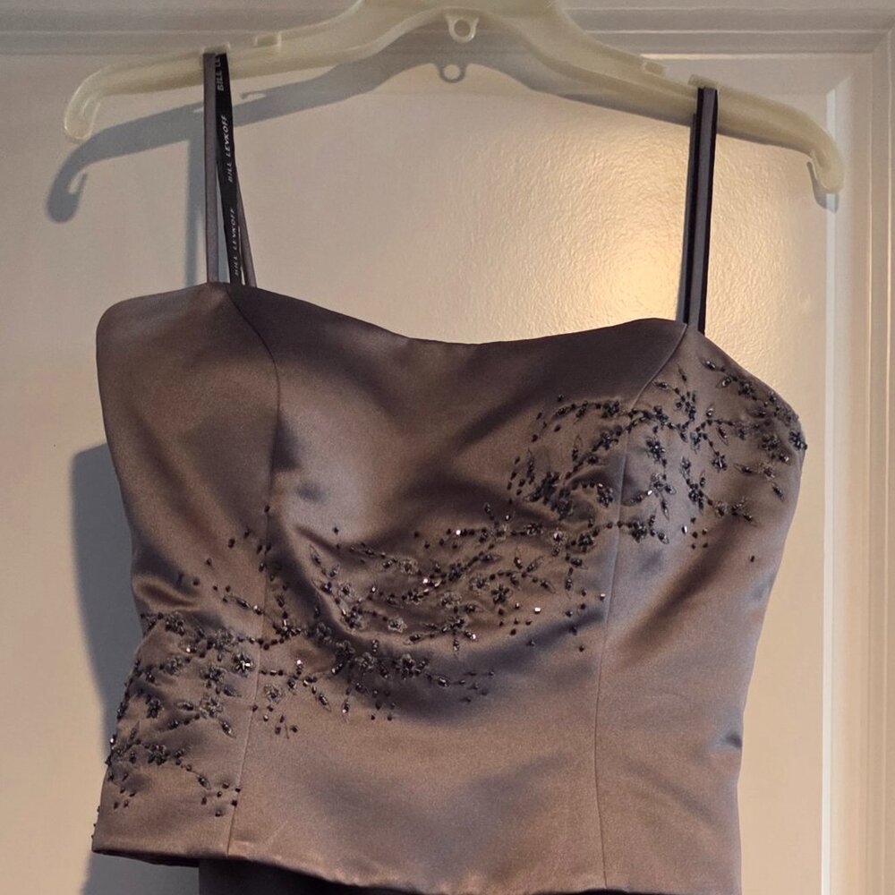 Pewter 2 piece bridemaid dress with wrap